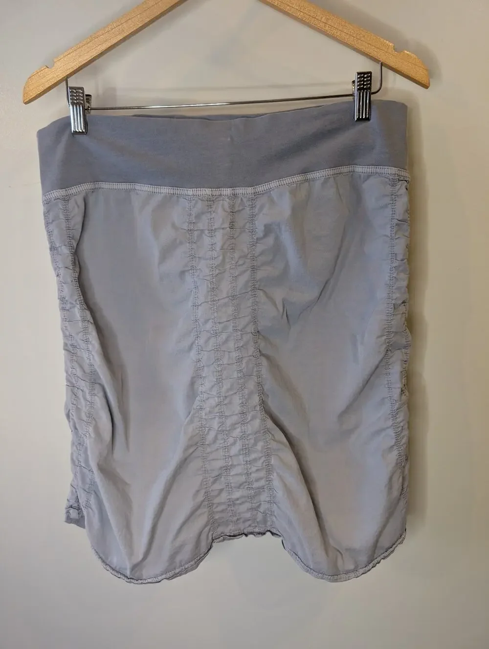 Wearables Gray Ruched Smocked Athletic Skirt Wide Waistband Large